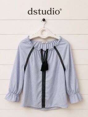 DSTUDIO Blue & White Striped Blouse S